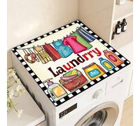 Shein 1 pieza Cubierta de tapa de lavadora con estampado de dibujos animados, alfombra multiusos, apta para la superficie superior de la lavadora y la secad