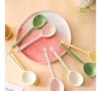 Shein 1 pieza Cuchara de cerámica de mango largo, cuchara mezcladora creativa y linda de alta estética para cocinar en casa, adecuada para niñas y niños