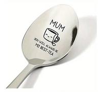 Shein 1 pieza Cucharilla de té tallada de acero inoxidable, regalo para mamá de hija, hijo, mamá divertida, tú siempre eres mi mejor, regalo perfecto para e