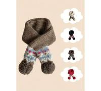 Shein 1 pieza Cuello de punto cruzado con bola colgante para niños, bufanda de moda para niños en otoño/invierno, protector de cuello para bebé para mantene