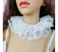 Shein 1 pieza Cuello desmontable con volantes de encaje vintage, cuello de ropa blanca de la era victoriana y eduardiana, unisex