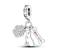 Shein 1 pieza cuentas de collar pulsera accesorio de bolso con diseño de hueso pata de mascota I Love My Dog zirconia cúbica Para hacer joyas Diy, regalo pa
