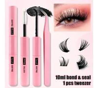 Shein 1 pieza de 10ml de pegamento y sellador de pestañas - Pegamento para pestañas en racimo + 1 pieza de pinzas para pestañas rosas (adecuado para ojos se