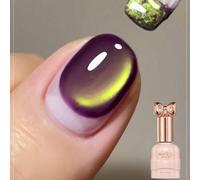 Shein 1 pieza de 10ml Esmalte de gel púrpura uva con efecto de ojo de gato magnético, de remojo para lámpara UV LED, laca semipermanente con cristal de ojo