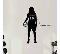 Shein 1 pieza de arte de pared de metal personalizado con tema de baloncesto en estilo art deco - el nombre se puede personalizar - silueta de jugadora, jug