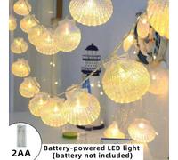 Shein 1 pieza de Cadena de luces LED con 5/10 conchas, decoración de fiesta de cumpleaños, diseño de escena para sorpresa en el baúl del coche, decoración d