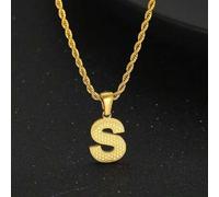 Shein 1 pieza de collar con cadena retorcida con de letra inicial de moda para niños, niñas, joyería urbana de regalo de cumpleaños