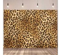 Shein 1 pieza de diseño realista de fondo de fotografía con estampado de leopardo, adecuado para fiestas de cumpleaños, decoraciones de mesa de pastel y fon