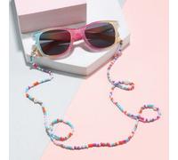 Shein 1 pieza de gafas de moda cuadradas de marco fino y flashes de colores para niñas de 4 a 10 años, y 1 pieza de cadena de gafas de colores perla