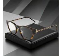 Shein 1 pieza de gafas de moda para mujer de SAINT LAURENT, con marco óptico irregular de placa lateral con letra en color carey de mujer, adecuado para via