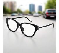 Shein 1 pieza de gafas de moda para mujer de SAINT LAURENT, serie cápsula con placa de logo metálico, montura óptica ovalada (etiqueta negra y plateada para
