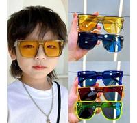 Shein 1 pieza de gafas de moda retro para niños de 3-10 años, estilo punk con montura cuadrada grande de una sola pieza, gafas de moda para estudiantes y us