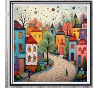 Shein 1 Pieza De Imagen De Casa Colorida De 30x30cm, Kit De Pintura De Diamantes Y Punto De Cruz Para Principiantes Adultos, Regalo De Mosaico De Diamantes