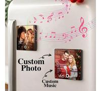 Shein 1 pieza de Imán personalizado para refrigerador con álbum de música a medida, imán de refrigerador personalizable con foto, canción y portada de álbum