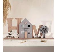 Shein 1 pieza de letra de madera rústica "HOME" impresa en 2D, artesanía de madera creativa, decoración de hogar con letra en inglés, regalo ideal para amig