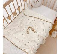 Shein 1 pieza de Manta suave de peluche con estampado de estrellas y lunas doradas, cubierta para cochecito de bebé para todas las estaciones, manta para si