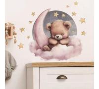 Shein 1 pieza de Material PVC, Oso de la Buenas Noches de Dibujos Animados, Estrella y Luna, Decoración del Hogar para el Cuarto de Niños, Hermoso Adhesiv