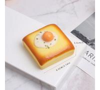 Shein 1 pieza de modelo antiestrés suave y de lenta recuperación de prop de alimento de pan, tostada de huevo esponjosa hecha de material de PU