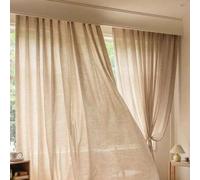 Shein 1 pieza de panel de cortina transparente de color madera natural, diseño de bolsillo para barra para colgar fácilmente, diseño transparente de alta ga