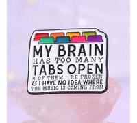Shein 1 pieza de Pin de Esmalte con la frase sarcástica y divertida 'Mi cerebro tiene demasiadas pestañas abiertas', broche de solapa de joyería para mochil