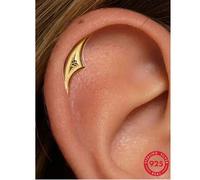 Shein 1 pieza de plata de ley 925, piercing de hélice de cartílago con rosca, geometría gótica, espalda plana oculta, estilo punk, tatuaje, medieval, joyerí