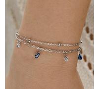 Shein 1 pieza de pulsera de cadena de Cz en forma de lágrima azul de moda, exquisita y simple, adecuada para el uso diario de mujeres en vacaciones