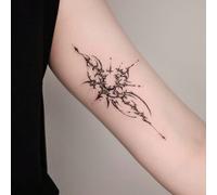 Shein 1 pieza de tatuaje temporal impermeable y resistente al sudor, estilo gótico minimalista, luna mística, arte de tótem poderoso abstracto, adecuado par