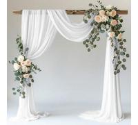 Shein 1 pieza de tela de gasa de 75 * 300cm / 75 * 600cm para decorar el arco de boda, cortina al aire libre, telón de fondo, telas transparentes para el ar