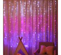 Shein 1 pieza de tira de luces de cuerda de cobre de 200 LED, 2 * 2m, con diseño de cortina para escenas de cumpleaños, decoración de habitaciones y decorac