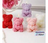 Shein 1 Pieza de Vela perfumada con forma de oso de peluche con corazón de rosa, decoración de habitación hecha a mano, ornamento creativo; regalo de elecci