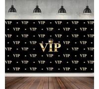 Shein 1 pieza Decoración de fiesta con fondo negro simple, suministros con patrón de base VIP, utilería para escena de photobooth de interior/exterior/jardí