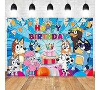 Shein 1 pieza Decoración de fiesta temática de Blueys Family and Friends, tapiz colgante de pared de 150*100CM con el perro Bluey, Bingo, Coco, Rusty y Muff