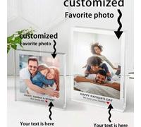 Shein 1 pieza Decoración de foto acrílica personalizada, personalización de foto y texto, historia de amor, foto familiar, regalo del Día de San Valentín, m