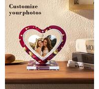 Shein 1 pieza Decoración de foto personalizada, Letrero de corazón hueco de acrílico romántico con tu propia foto, Hermosa imagen, Fotos de viaje, Decoració