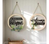 Shein 1 pieza Decoración de guirnalda de puerta estilo bohemio "Home Sweet Home" y "Welcome To Our Home" - Guirnalda de granja hecha a mano para puerta prin