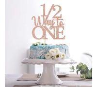 Shein 1 pieza Decoración de inserción para fiesta de medio cumpleaños de 6 meses, Tope de pastel "1/2 camino a uno" en color oro rosa