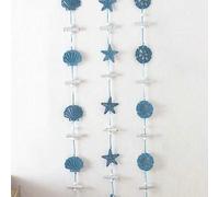 Shein 1 pieza Decoración de pared con concha de playa, estilo rural costero bohemio para el hogar | Decoración con concha, estrella de mar y ancla de navega
