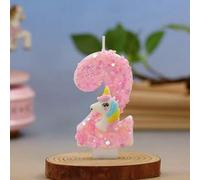 Shein 1 pieza Decoración de pastel creativa de unicornio colorido DIY con soportes, números del 0 al 9, decoraciones de cumpleaños para mujeres, fiesta de c