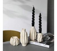 Shein 1 pieza Decoración de portavelas de cerámica de estilo moderno vintage con estilo Wabi-Sabi, soporte de vela minimalista para mesa de comedor, boda, d