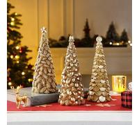 Shein 1 pieza Decoración de resina con forma de árbol de Navidad, bellota, piña, dólar, Bitcoin, figura realista de árbol de Navidad para mesa, exhibición,