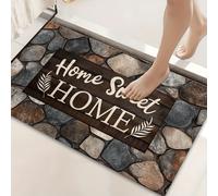 Shein 1 pieza Decoración del hogar, Felpudo rectangular impreso con patrón de piedra lavable y antideslizante con cita "Sweet Home", Alfombra de diatomita a