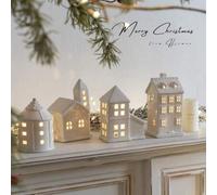 Shein 1 pieza Decoración luminosa de cerámica en forma de casa, incluye luz LED. Decoración romántica para el hogar, ideal para sala de estar, hotel, pensió