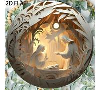 Shein 1 pieza Decoración navideña de escena de la natividad impresa en 2D de hierro - Adorno colgante festivo, decoración navideña y de vacaciones multiusos