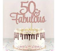 Shein 1 Pieza Decoración para tarta "50 y Fabulosa" con brillo Toppers para tartas de 50 cumpleaños Feliz 50 cumpleaños Palillo para tarta de 50 aniversario