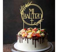 Shein 1 Pieza Decoración para Tarta de Mi Bautizo - Decoraciones para Tarta Doradas para Bautizo, , 1er Cumpleaños, Suministros para Fiestas Elegantes Bendi