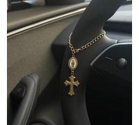 Shein 1 pieza Decoración para volante, longitud ajustable de 15 cm, minimalista, lindo, accesorio de coche con colgante de rosario creativo, decoración de m