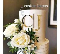 Shein 1 pieza Decoración personalizada para pastel de boda, decoración de pastel de acrílico, decoración de corte láser personalizada, decoración de pastel