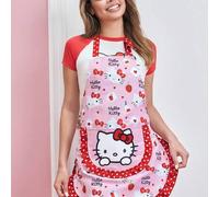 Shein 1 pieza Delantal de cocina con diseño lindo, delantal para hornear, decoración con lazo y volantes, delantal adorable, tallas S & M, delantal para pad