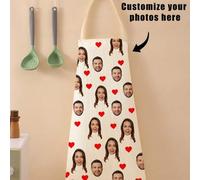 Shein 1 pieza Delantal de lino personalizado con foto, Delantal de chef/cocina personalizado con retrato, foto de mascota, logo para hombres y mujeres, rega