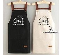 Shein 1 pieza Delantal personalizado para papá, hombres, mujeres, con texto personalizado, logo, para chef, cocina, delantal de cocina personalizado, imperm